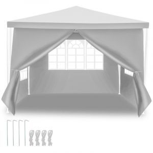Hengda - swanew Tonnelle Pavillon Tubes en Acier – Pavillon de terrasse. tente de fumeurs et de fête en tubes en acier pour le jardin 3x3m Blanc