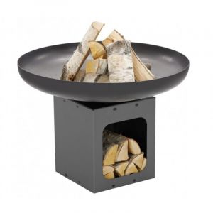 Farmcook - Brasero de jardin tono en acier avec range bois-&Oslash; 60cm-Acier naturel-60 ---Acier naturel