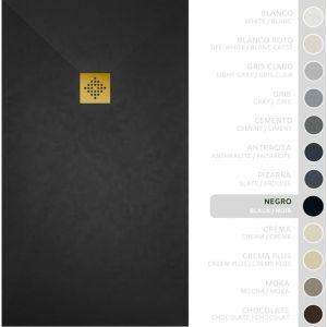 SOULBATH Receveur de Douche -R&eacute;sine -Gel Coat -Texture Lisse/Pierre -Antid&eacute;rapant -Couleur Noir - 190x90- Extra plat 3cm. Bonde de Vidage incluse