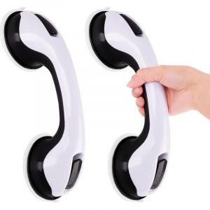 Lot de 2 poign&eacute;es de douche &agrave; ventouse, poign&eacute;e de s&eacute;curit&eacute; pour baignoire &ndash; Sans per&ccedil;age &ndash; Fixation murale, barres d'appui antid&eacute;rapantes pour salle