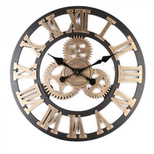 Silencieux 3D Style europ&eacute;en r&eacute;tro cr&eacute;atif Horloge Murale Industrielle engrenage Art personnalit&eacute; Salon d&eacute;coration Horloge 30cm