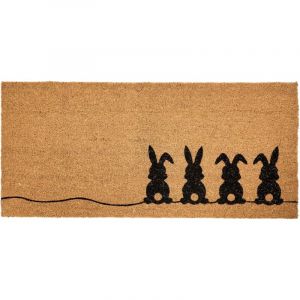 Paillasson en Fibre de Coco 55 x 120 cm Antid&eacute;rapant Dessous en PVC Motif Lapin Naturel Pulian