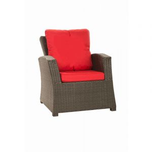 Coussins de fauteuil tress&eacute; en r&eacute;sine 56x52x7+56x50 2pcs Coussin de jardin Rouge Coussin de chaise ext&eacute;rieur avec dossier ensemble de salon rotin