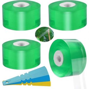 Greffage Ruban, 4 Pièces Ruban de Pépinière avec 30 Étiquettes de Piquet, Rubans de Greffage, Rouleaux Rubans de Greffage Auto-Adhésif pour la