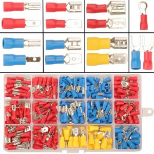 280pcs Cosses &eacute;lectriques &agrave; Sertir, 15 Sortes Cosse Electrique Automobile Cosses Voiture, Cosse Male Femelle Assortiment Cosse Electrique Plate 2.8mm
