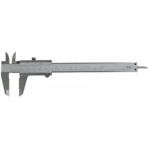 Pied &agrave; coulisse en acier inoxydable 150x40 mm 1/50 m&eacute;trique 1/1000 pouces avec vis de blocage, pointes fines et jauge de profondeur MIB CSV1549