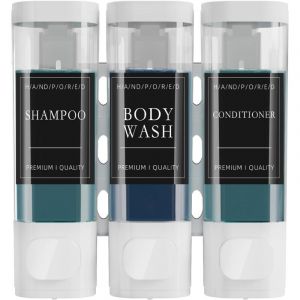 Distributeur de Savon Mural, Distributeur Gel Douche, Distributeur Triple de Shampoing et Apr&egrave;s-shampoing sans Per&ccedil;age abs pour Salle de Bain Cuisine