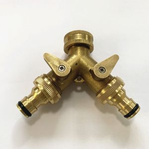 Trimec - Distributeur en y en Laiton avec 2 Robinets d'Arrêt à Boisseau Sphérique Séparés pour une Utilisation en Intérieur & Extérieur - pour un