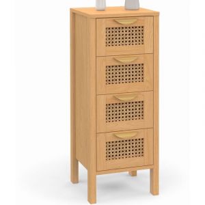 Meuble d'appoint 4 tiroirs edhen 30 cm chiffonnier avec cannage pour entrée salle de bain