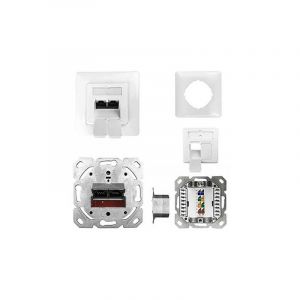 Kathrein - esn 100 Prise réseau encastré insert avec plaque centrale et châssis cat 6a blanc pur (ral 9010) Y762552