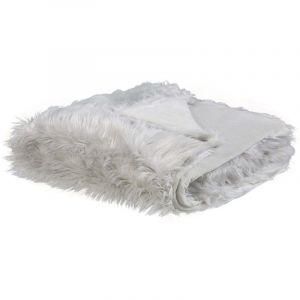Couvre-Lit Gris Clair en Fausse Fourrure Chaud 200 x 220 cm pour l'Hiver et Tout Doux Parfait pour D&eacute;corer un Lit de Grande Taille Beliani