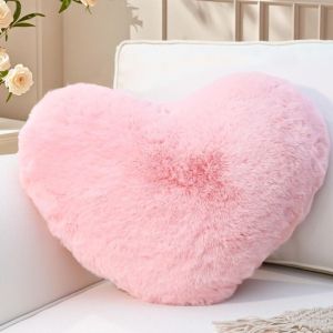 Coussin Coeur Klein, Coussin en Forme de Coeur Rose, Oreiller C&oelig;ur Coussins D&eacute;coratif en Peluche, Coussins D&eacute;coration Canap&eacute;, Deco Chambre Ado Fille,