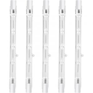 BEBUSINGOTO Ampoule crayon halogène R7s à intensité variable, 100w, 118mm, blanc chaud 2800k, R7s, projecteur linéaire 1500lm, Ac220-240v (5 pièces)