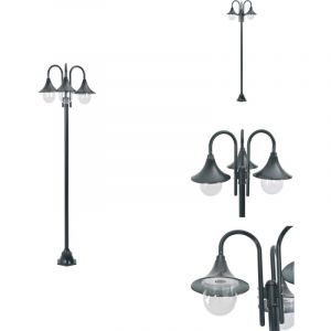 Lampadaire de jardin E27 220cm Aluminium 3 lanternes Vert fonc&eacute; - Lampadaire De Jardin - Lampadaire Exterieur - &Eacute;clairage Ext&eacute;rieur - Luminaire