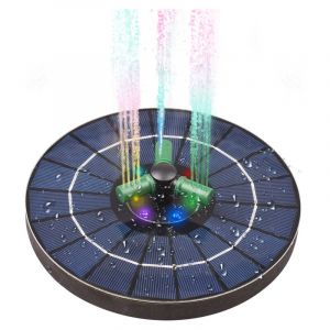Sjlerst - Pompe de fontaine solaire colorée 4W, avec buse rotative 360° Lumières led rgb Pompe à eau solaire avec arrêt automatique Fontaine ronde