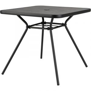 GOPLUS Table de Jardin Carr&eacute;e 80 CM avec Trou de Parasol 4 CM, Cadre en M&eacute;tal Robuste, Table Balcon Exterieur Style Moderne avec Dessus SPC, 80x72,5