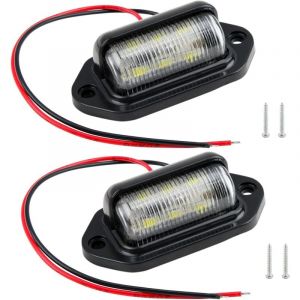 Led Éclairage Plaque Immatriculation Auto Universelle, 2 Pièces Imperméable led Feux Arrière Lampe 12V-24V, pour Camions, Camionnette, Motos,