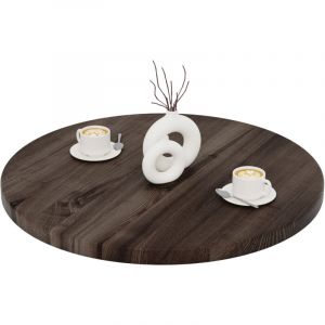 Plateau de table rond 80 cm en bois naturel Dessus rond de table à manger, de cuisine, de bistrot Épaisseur : 40 mm Couleur : Ébène - Lamo Manufaktur