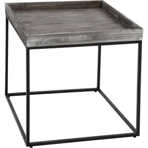 Décoshop26 - Table d'appoint table basse bout de canapé en bois de paulownia gris foncé et métal 60x60x60cm MED04077