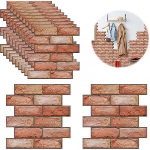 10 pi&egrave;ce Papier Peint 3D Brique Pierre Adhesif Mural Autocollant, Stickers Panneaux Muraux 3D Mural, Dalle Plaque PVC Adhesive Murale, D&eacute;corations