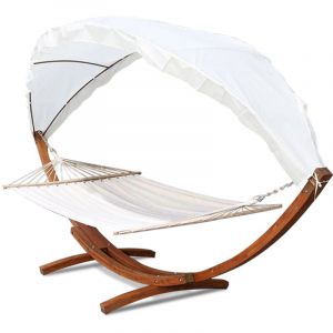 Swanew - Hamac avec support 210 x 150 cm Structure en Bois Blanc