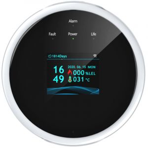 D&eacute;tecteur de fuites de gaz et alarme incendie Wi-Fi avec &eacute;cran LCD mural, contr&ocirc;le par application, testeur intelligent de gaz naturel/GPL, avertisseu