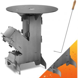 Wolketon Po&ecirc;le &agrave; fus&eacute;e Po&ecirc;le &agrave; bois, poker de foyers Camping pour Voyager Pique-nique Chasse avec Tisonnier de Chemin&eacute;e