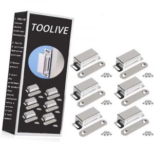 Magn&eacute;tiques Meuble Aimant de Porte 10kg Puissant Acier Inoxydable Aimant de Placard Aimant Porte Placard (6 Pi&egrave;ces)(vis en acier inoxydable)