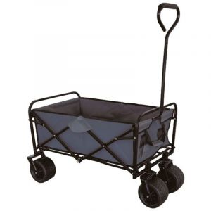 Benson Chariot Pliable d'Ext&eacute;rieur &agrave; Roues Extra Larges - Id&eacute;al pour les Vacances ou la Plage, Construction Robuste en Acier, Tissu Polyester Noir,