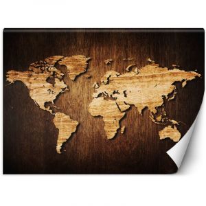 Papier peint Carte du monde sur bois 200x140