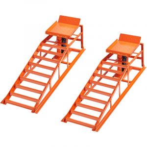 Mophorn Rampe de levage pour voiture, lot de 2, avec cric hydraulique 5 T, hauteur r&eacute;glable de 27 &agrave; 36 cm, outil solide pour entretien, vidange et