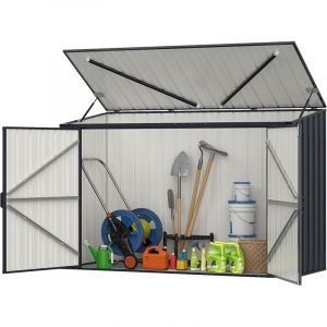 GOPLUS Abri de Jardin en Acier Galvanis&eacute; 1,9m&sup3;, 193 x 86 x 127 CM, Cache Poubelle Exterieur avec Double Porte &agrave; Serrures, Couvercle Relevable,