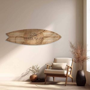 Planche de surf d&eacute;corative couleur bois Ocean Waves