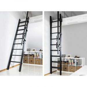 Matisère - Echelle de meunier rabattable : 55cm de large - Hauteur à franchir 3m - Couleur : Noir (ral 9017) - msp/cc
