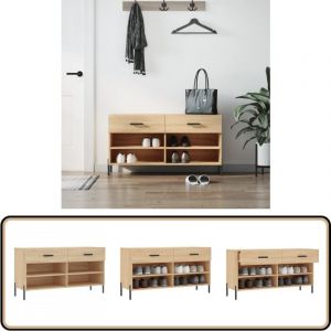 Banc à chaussures chêne sonoma 102x35x55 cm bois d'ingénierie - Meuble Chaussure - Banc Chaussure - Range Chaussures - Rangement Chaussures - Meuble