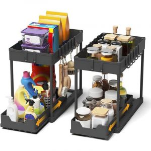 Ensemble de 2 rangements sous &eacute;vier - Organisateur coulissant pour tiroir sous &eacute;vier - Rangement et organisation de cuisine