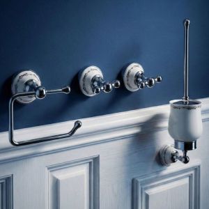 Ensemble d'accessoires de salle de bain PaulGurkes Nostalgie Retro avec crochet, brosse WC et porte-papier toilette