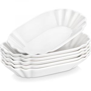 Lot de 6 Bols &agrave; Tapas et Sauces, Assiettes &agrave; Ap&eacute;ritif Rectangulaires en Porcelaine, 19,8 x 12 cm, Assiette de Frites, Compatible Lave-vaisselle et