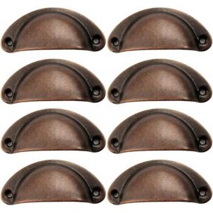 8 Pcs Poign&eacute;e de Coquille, Poign&eacute;e Coquille R&eacute;tro, Tiroir Poign&eacute;e, Poign&eacute;e de Meubles, pour Penderies, Armoire, Tiroirs (Rouge antique)