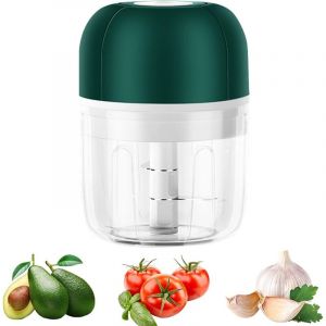 R&acirc;pe &eacute;lectrique de cuisine, mini r&acirc;pe &agrave; ail 3 lames de 250 ml, r&acirc;pe &agrave; l&eacute;gumes rechargeable par USB, r&acirc;pe multifonction pour ail, l&eacute;gumes, fruits et