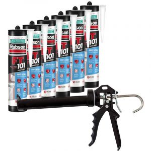 RUBSON Pack de 6 Mastics polym&egrave;re Flextec FT101 280ml Blanc + Pistolet