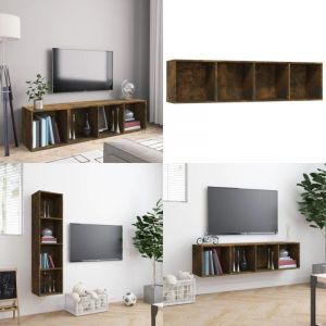 Vidaxl - Bibliothèque/Meuble tv Chêne fumé 143x30x36cm Bois d'ingénierie - Bibliothèque Murale - Étagère Murale - Rangement Mural - Meuble Tv