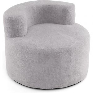 COSTWAY Canap&eacute; Compress&eacute; Rond, Canap&eacute; Simple Confortable avec Rembourrage en &Eacute;ponge et Rev&ecirc;tement en Peluche, Dossier Incurv&eacute;, Pouf Poire pour