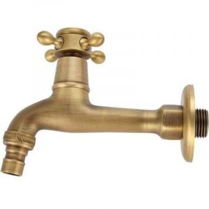 G&eacute;n&eacute;rique Antique Robinet En Laiton Poign&eacute;e Lessive Salle De Bains Montage Mural Lave-linge Robinet Ext&eacute;rieur Jardin Tuyau Simple Robinet Froid Long