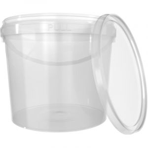 1x Seau avec couvercle 5l Transparent Rond Seau en plastique alimentaire, étanche à l'air et stable