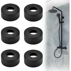 6 Pi&egrave;ces Mitigeur Douche, Cache Tuyau Plomberie Robinet en Acier Inoxydable rosace radiateur pour Robinets Tuyau de Douche Radiateur 25 MM(Noir)