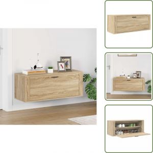 Armoire &agrave; chaussures murale Ch&ecirc;ne sonoma 100x35x38 cm - Armoire &agrave; Chaussures - &Eacute;tag&egrave;re Chaussure - Rangement Chaussures - Meubles Entr&eacute;e - Stockage