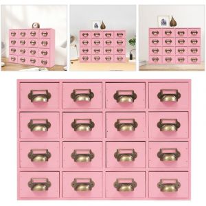 Armoire d'apothicaire Commode vintage &agrave; 16 tiroirs Commode en bois Commode Petite armoire vintage &agrave; tiroirs pour l'organisation et le rangement du