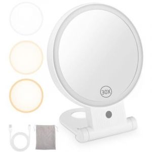 [JAMAIS UTILIS&Eacute;]Miroir grossissant avec lumi&egrave;re 30X,Miroir Maquillage Grossissant Lumineux,Miroir grossissant &eacute;clair&eacute; Rechargeable,Miroir Cosm&eacute;tique