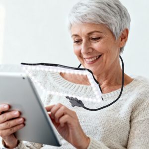 10X Loupe de Lecture Rechargeable, Grande Lampe Loupe Mains Libres avec 48 Lumi&egrave;res LED, Loupe &agrave; col de Cygne Flexible pour la Malvoyant, R&eacute;paration,